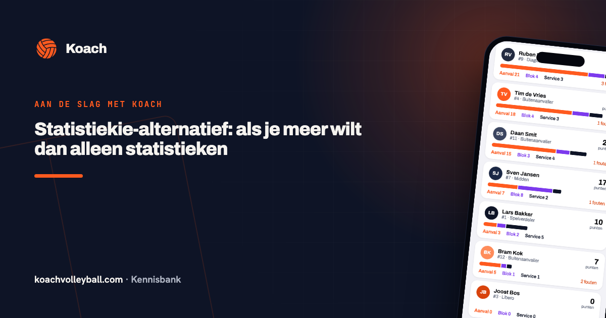 Statistieken plus teambeheer in de Koach-app