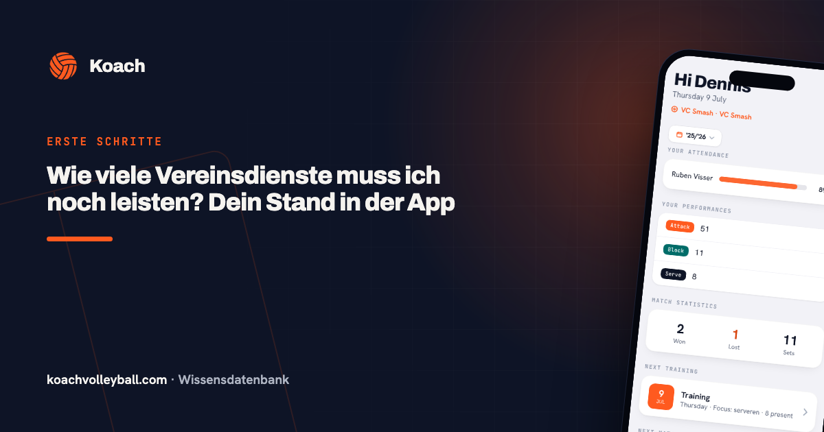 Wie viele Vereinsdienste muss ich noch leisten? Dein Stand in der App