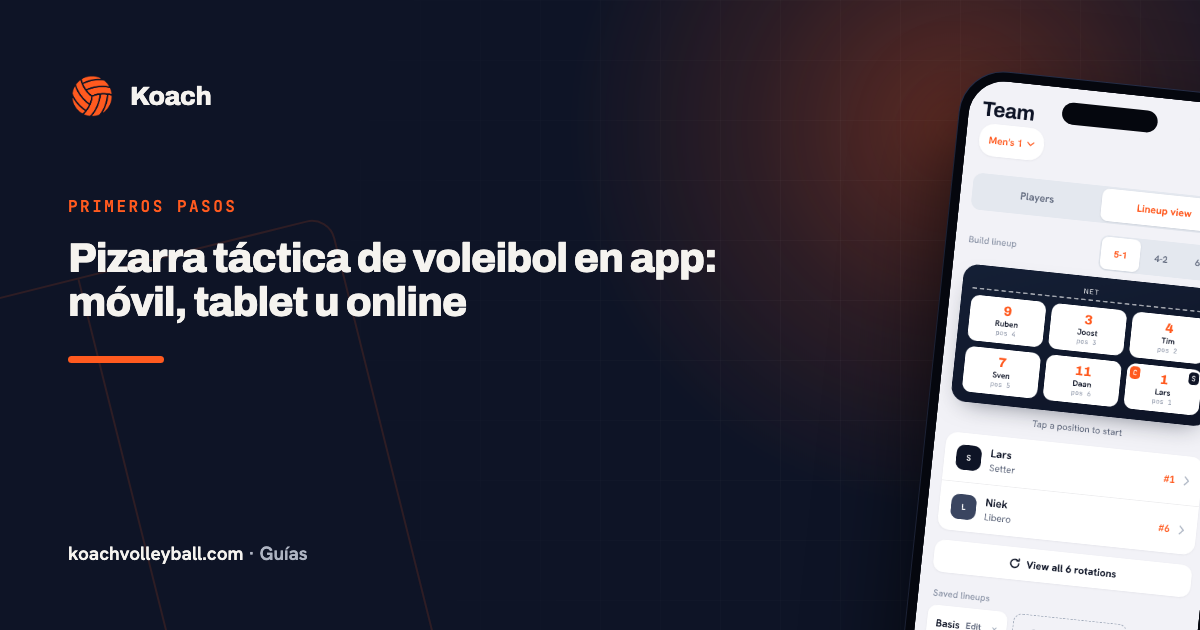 Pizarra táctica de voleibol en app: móvil, tablet u online