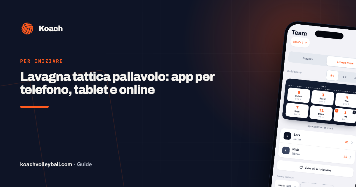 Lavagna tattica pallavolo: app per telefono, tablet e online
