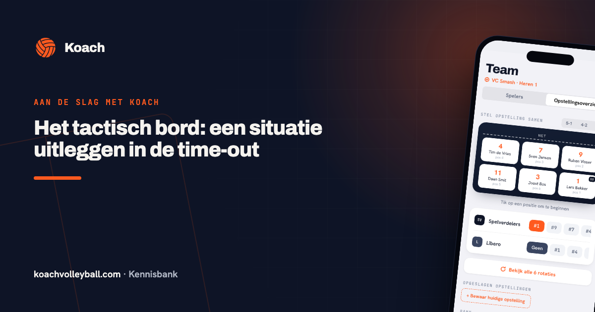 Een leeg volleybalveld op een telefoon, klaar om een situatie op te tekenen