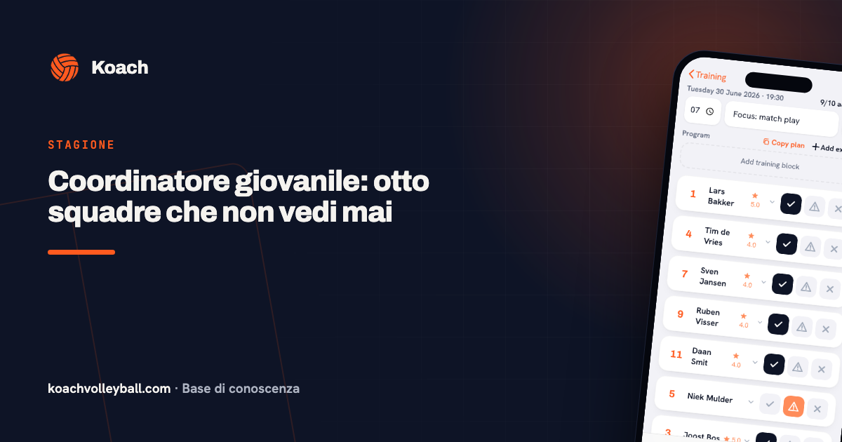 Coordinatore giovanile: otto squadre che non vedi mai