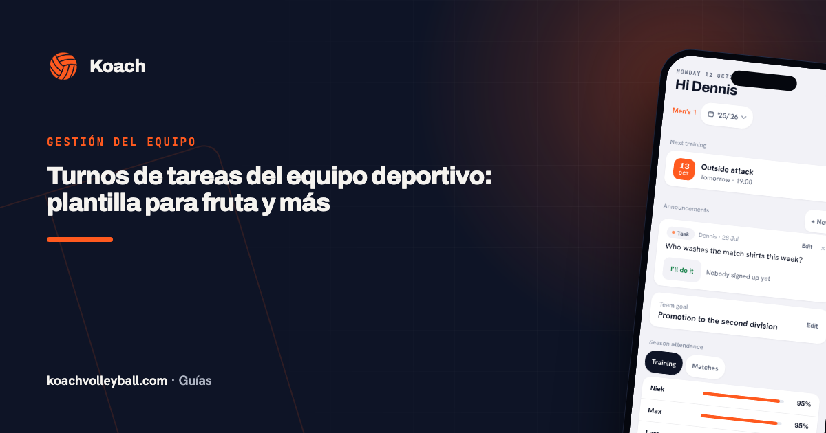 Turnos de tareas del equipo deportivo: plantilla para fruta y más