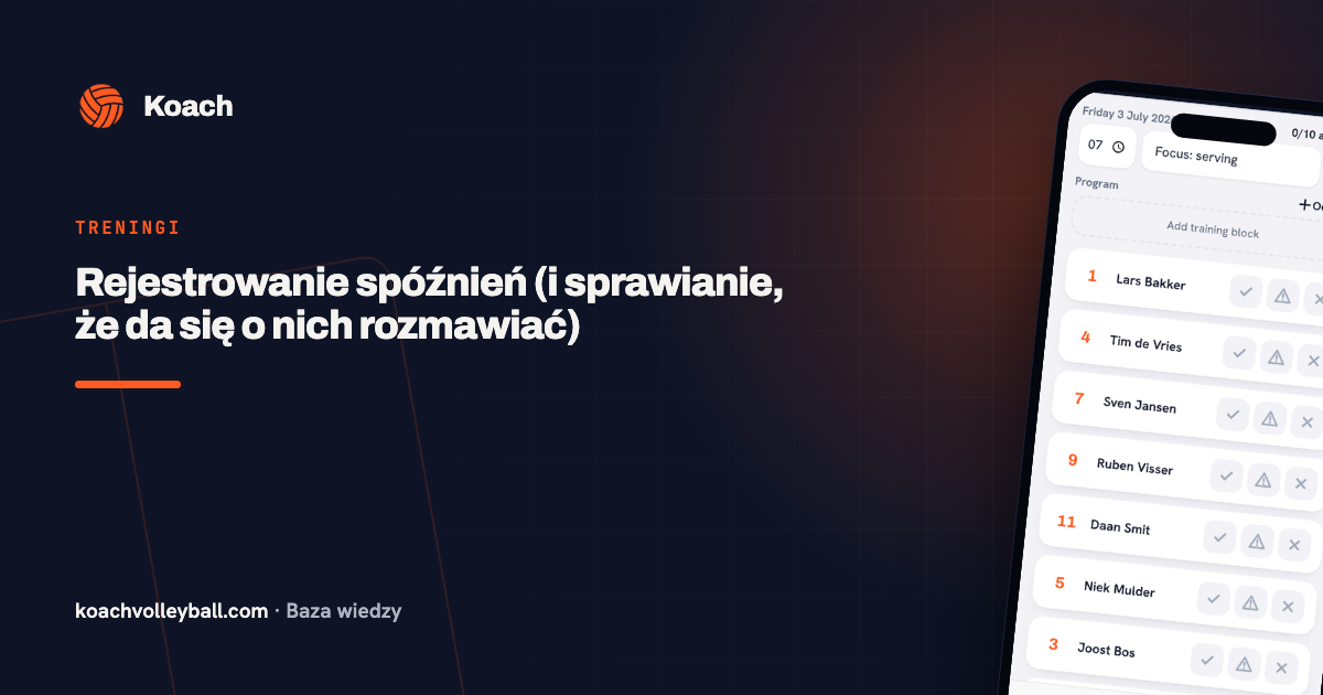 Status te laat bij een speler in de aanwezigheidsregistratie van de Koach-app