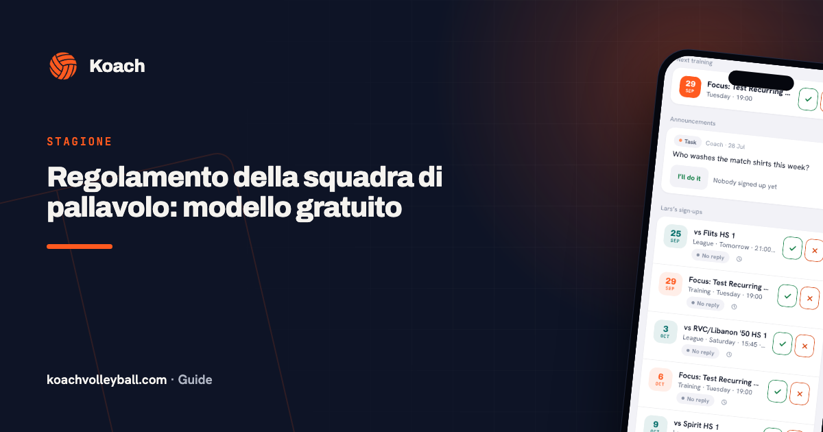 Regolamento della squadra di pallavolo: modello gratuito