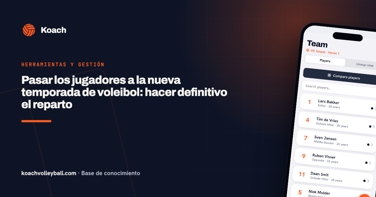 Pasar los jugadores a la nueva temporada de voleibol: hacer definitivo el reparto