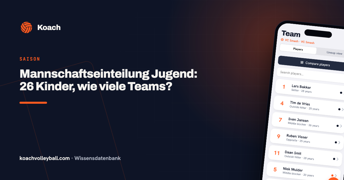 Mannschaftseinteilung Jugend: 26 Kinder, wie viele Teams?