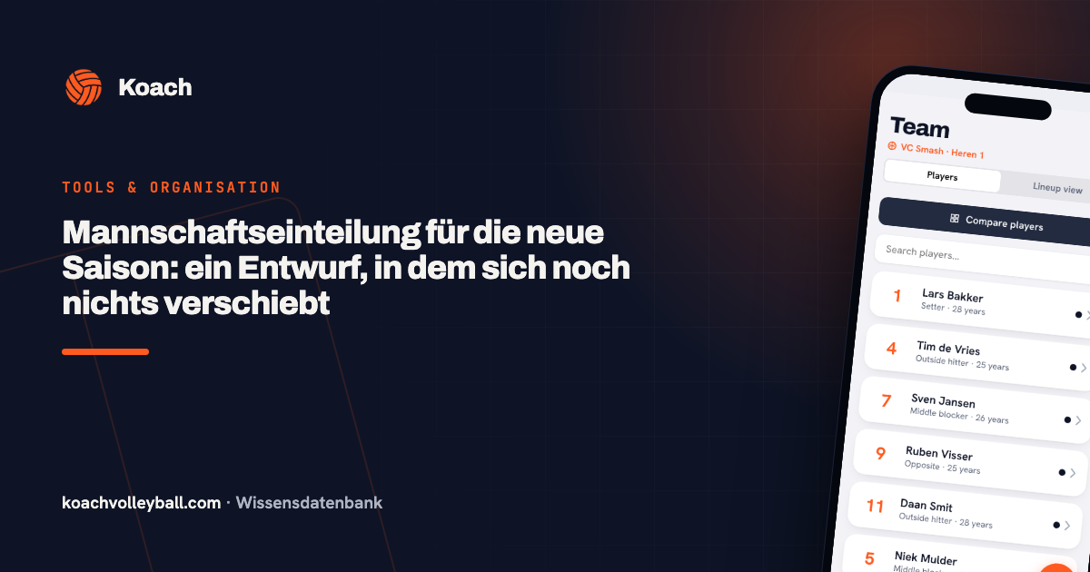 Mannschaftseinteilung für die neue Saison: ein Entwurf, in dem sich noch nichts verschiebt