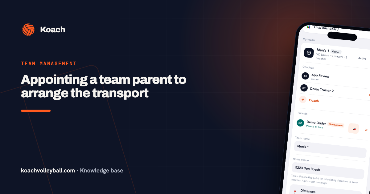 Appointing a team parent to arrange the transport