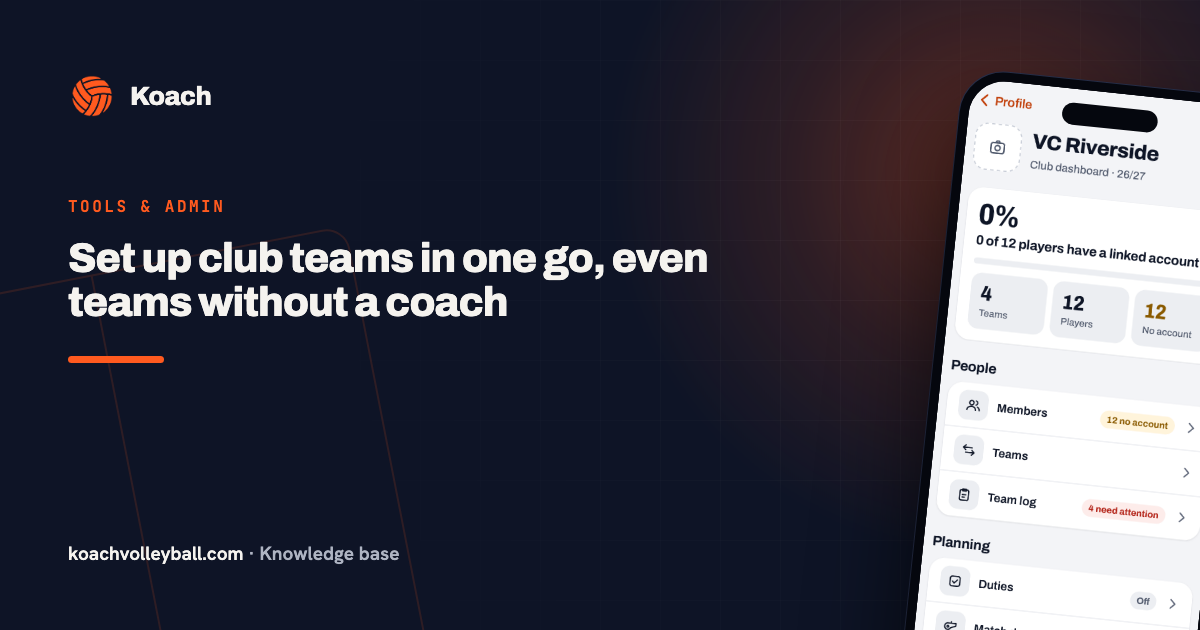 Set up club teams in one go, even teams without a coach
