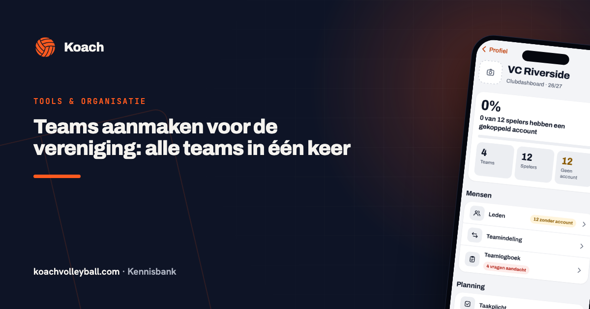 Teams aanmaken voor de vereniging: alle teams in één keer
