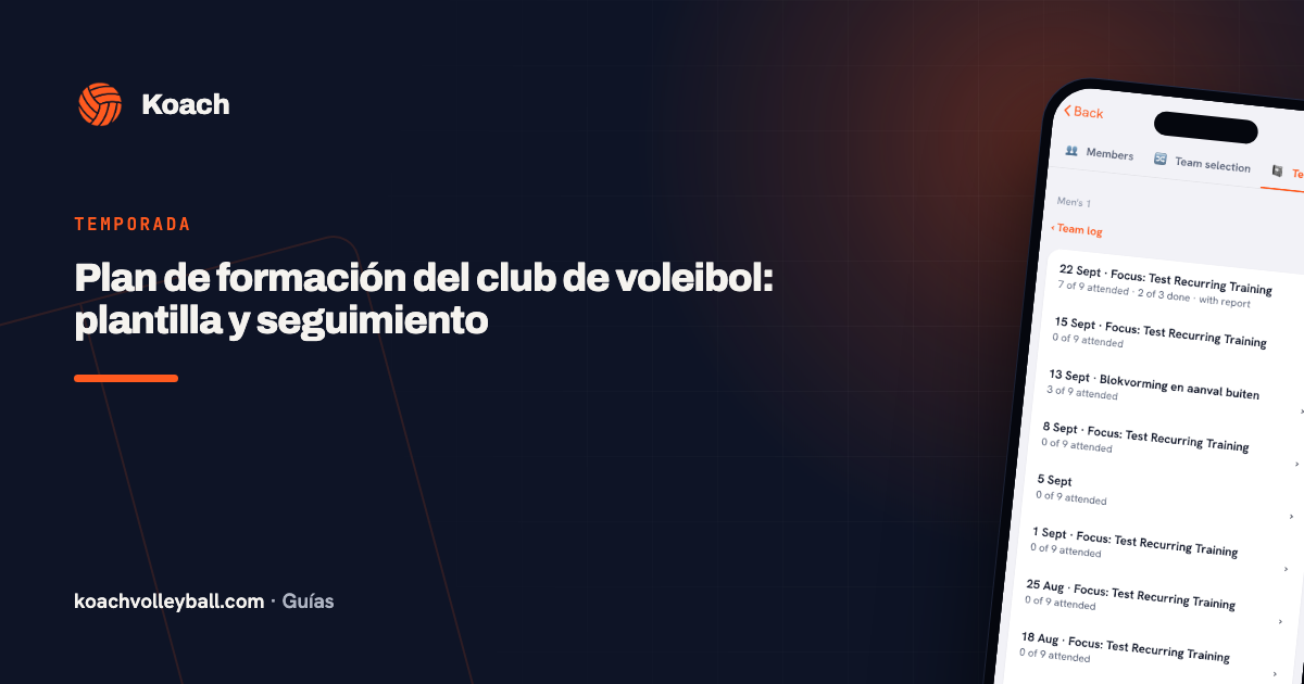Plan de formación del club de voleibol: plantilla y seguimiento