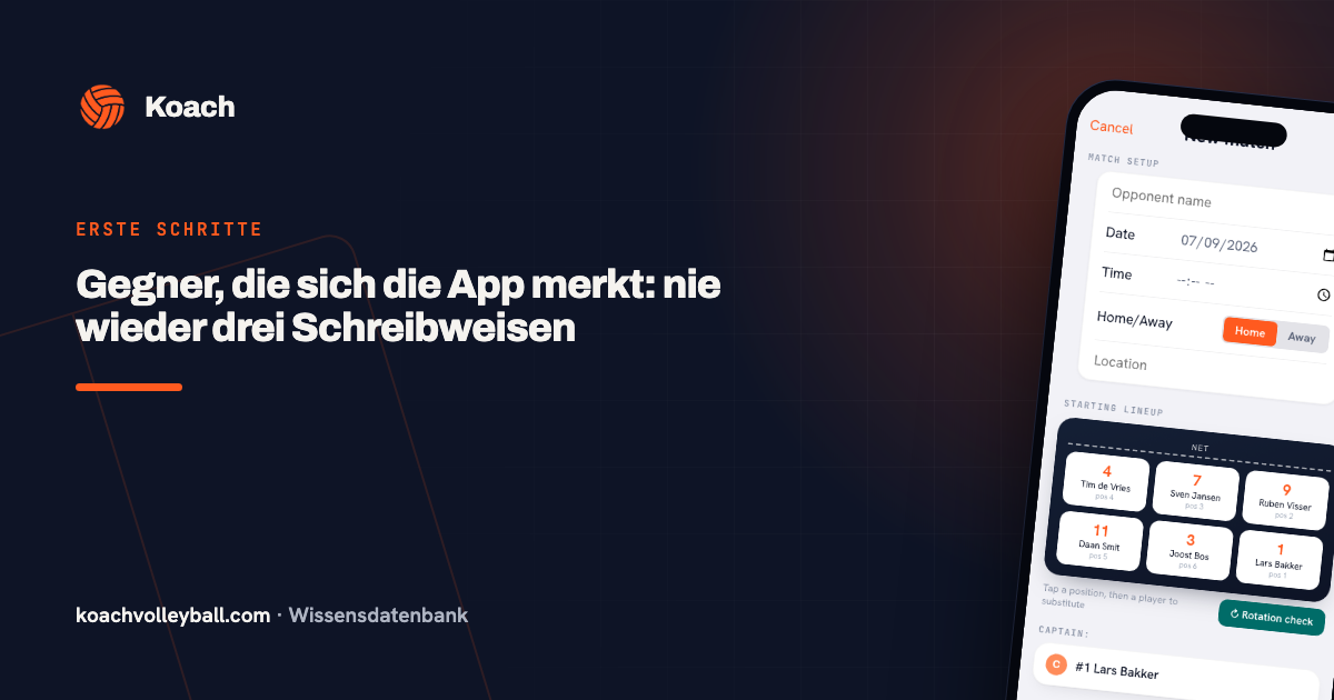 Een nieuwe wedstrijd aanmaken in de Koach-app met tegenstander, datum en type