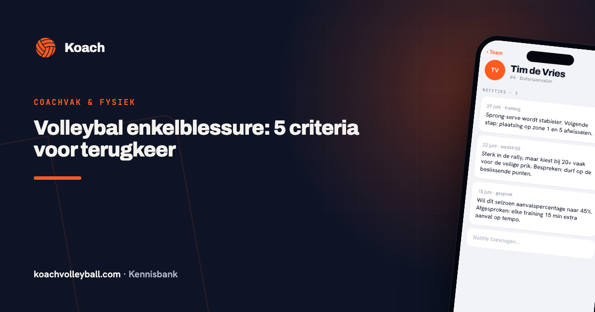 Notitiescherm met per speler een korte aantekening over de enkel en de belasting van die training