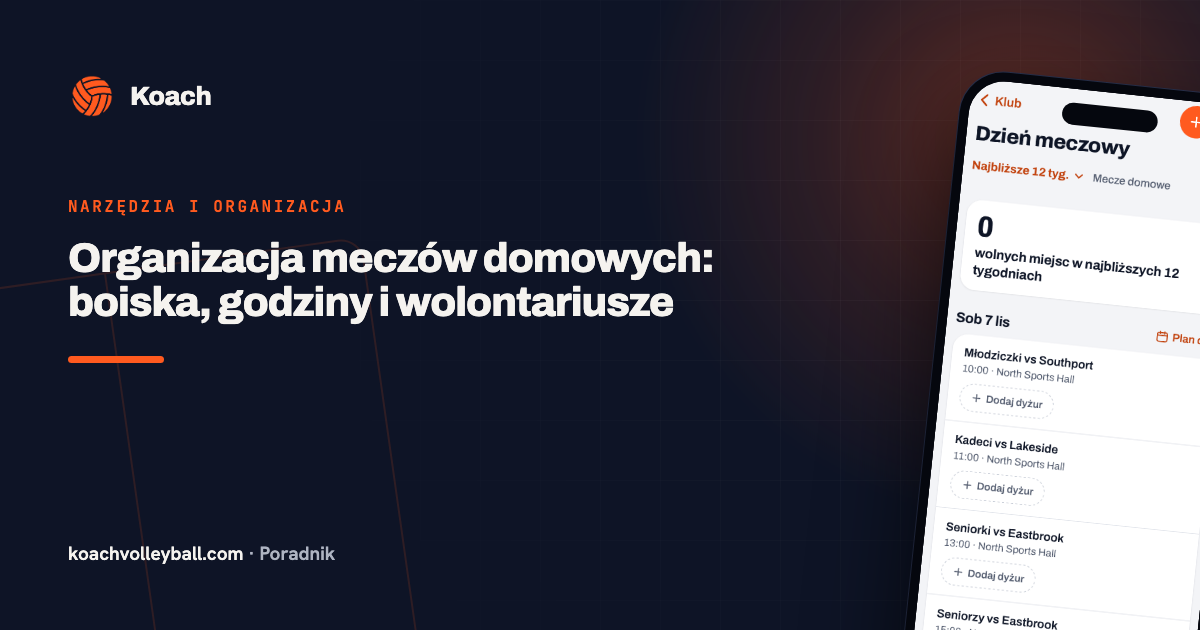 Organizacja meczów domowych: boiska, godziny i wolontariusze