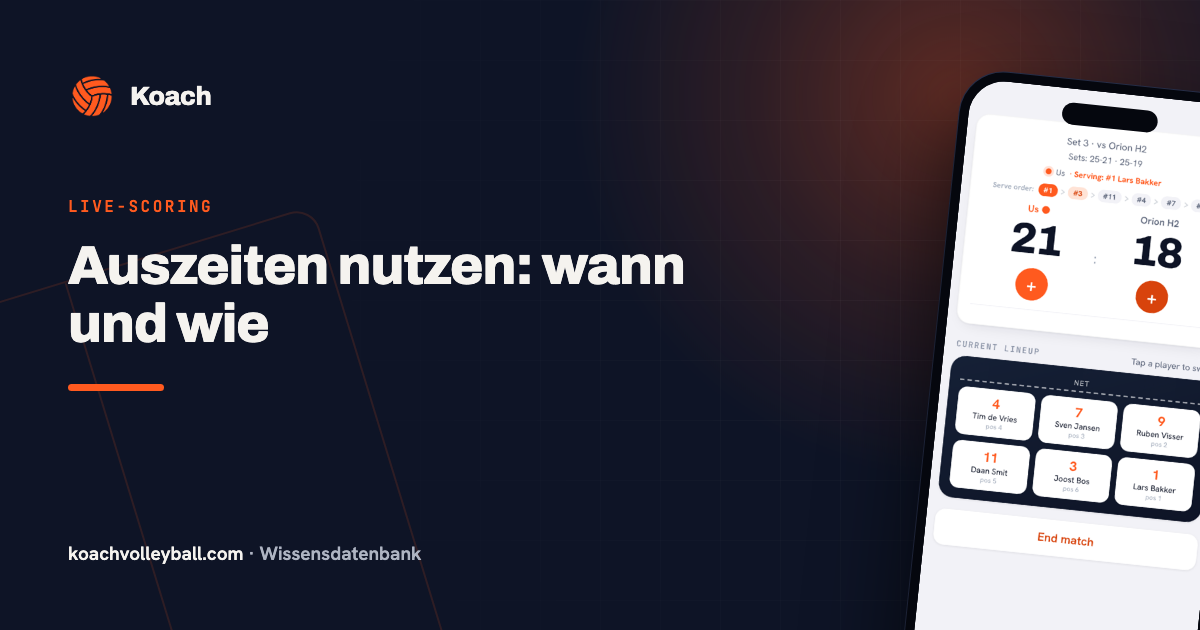Live-scherm in de Koach-app als hulpmiddel bij time-out-beslissingen