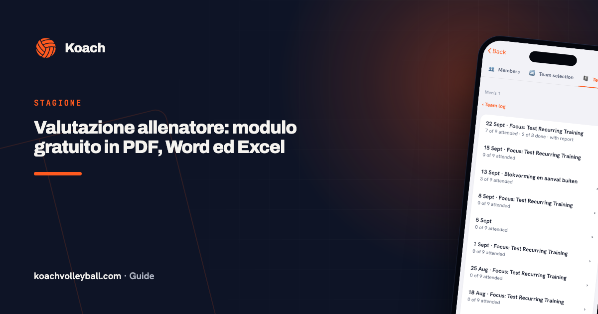Valutazione allenatore: modulo gratuito in PDF, Word ed Excel
