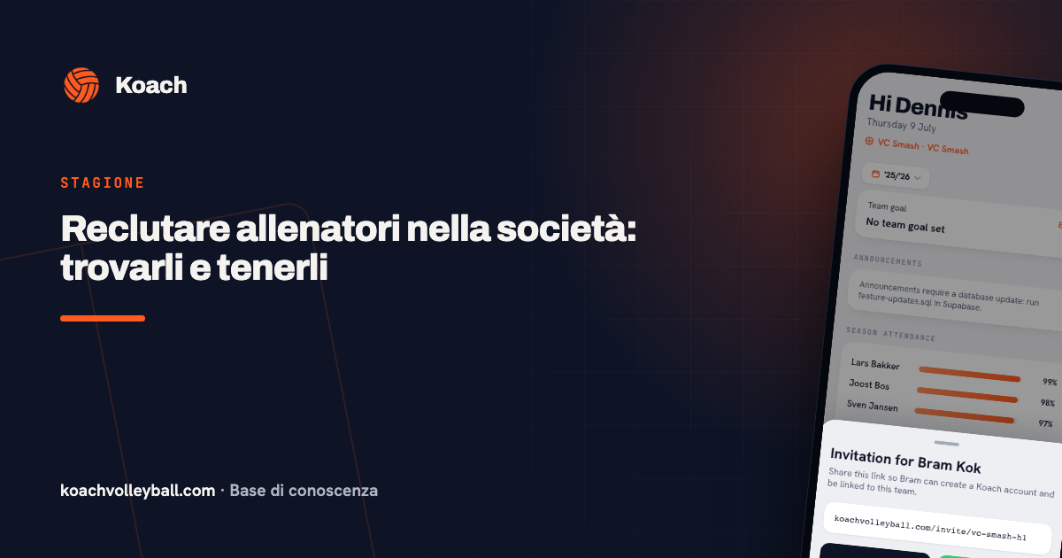Reclutare allenatori nella società: trovarli e tenerli