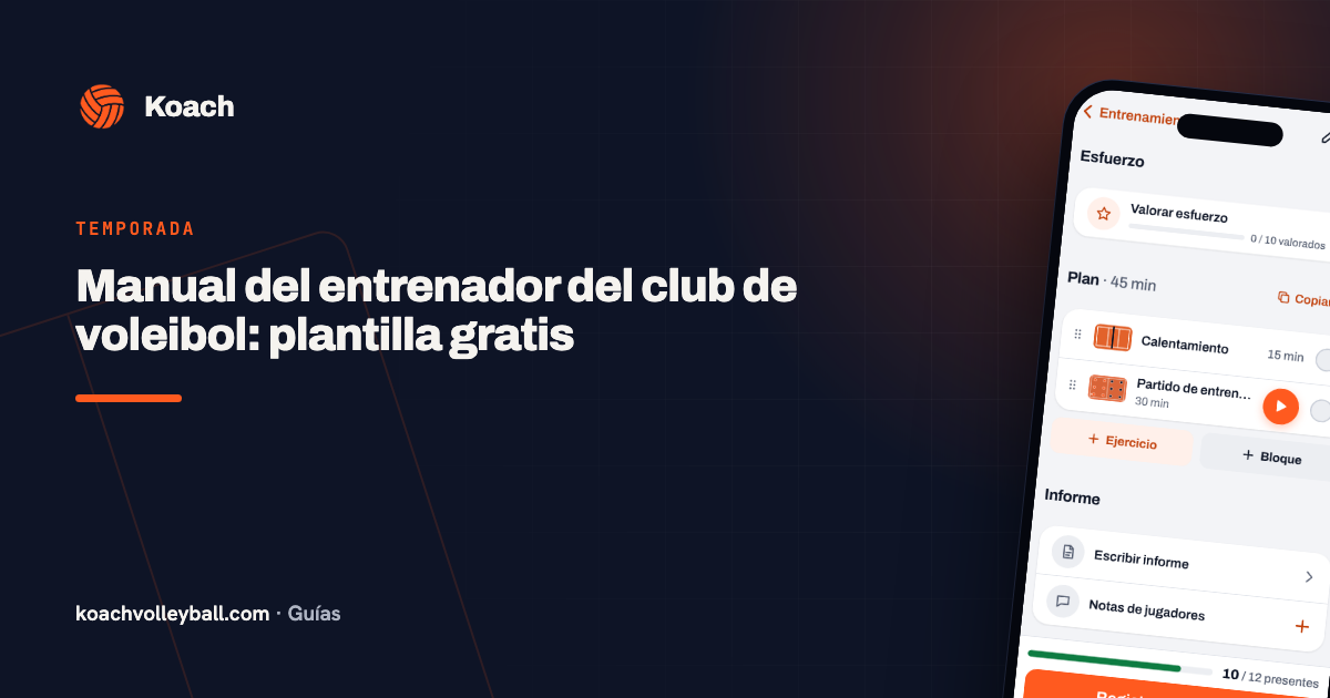 Manual del entrenador del club de voleibol: plantilla gratis