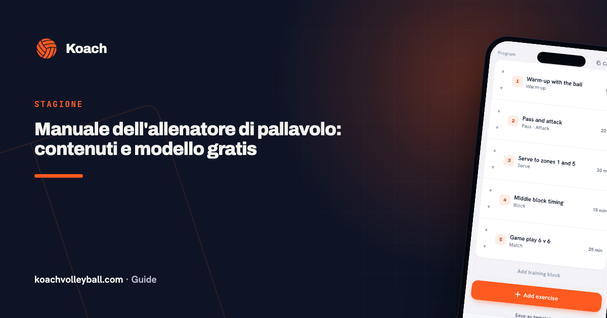 Manuale dell'allenatore di pallavolo: contenuti e modello gratis