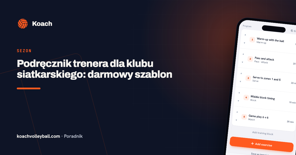 Podręcznik trenera dla klubu siatkarskiego: darmowy szablon