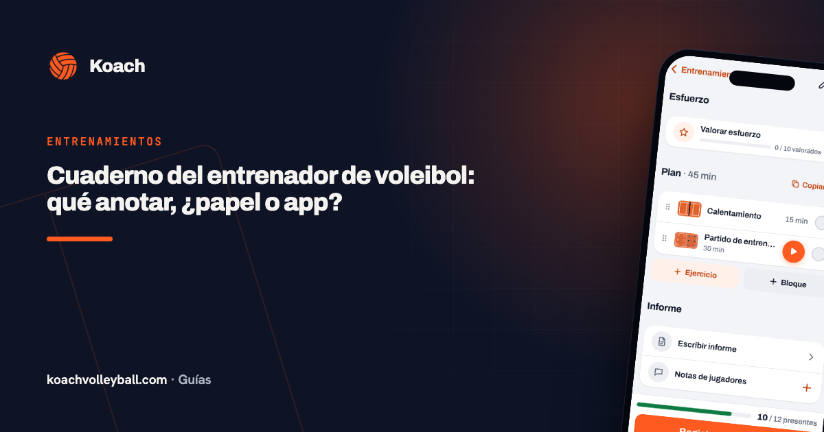 Cuaderno del entrenador de voleibol: qué anotar, ¿papel o app?
