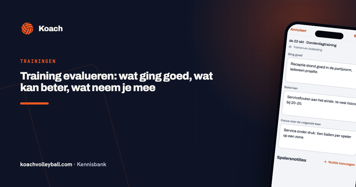 Training evalueren: wat ging goed, wat kan beter, wat neem je mee
