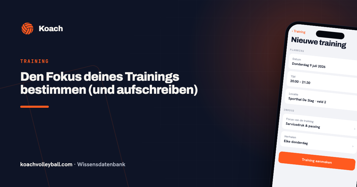 Focusveld van een training in de Koach-app met servicedruk en passing als doel