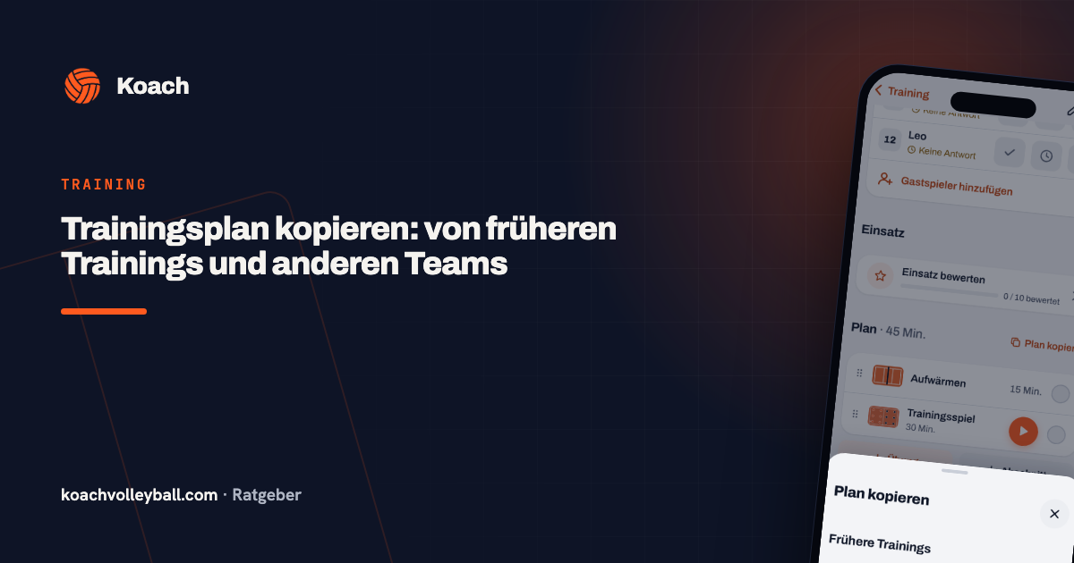 Trainingsplan kopieren: von früheren Trainings und anderen Teams