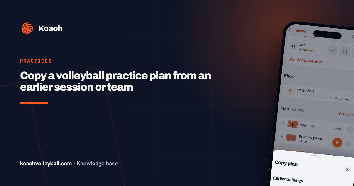 Copy a volleyball practice plan from an earlier session or team