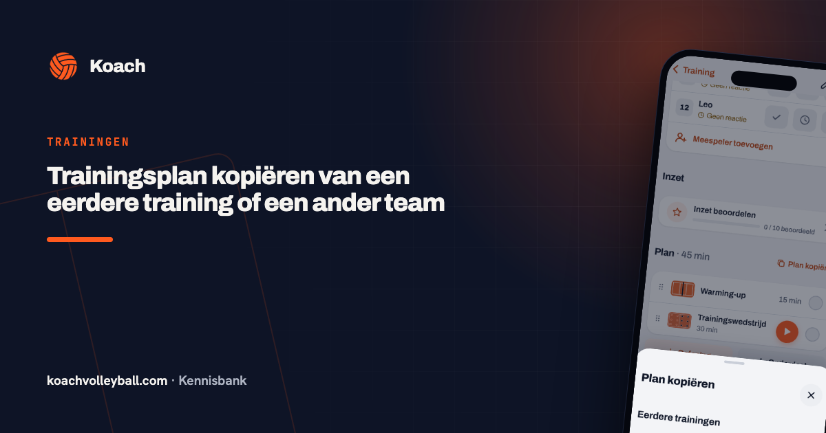 Trainingsplan kopiëren van een eerdere training of een ander team