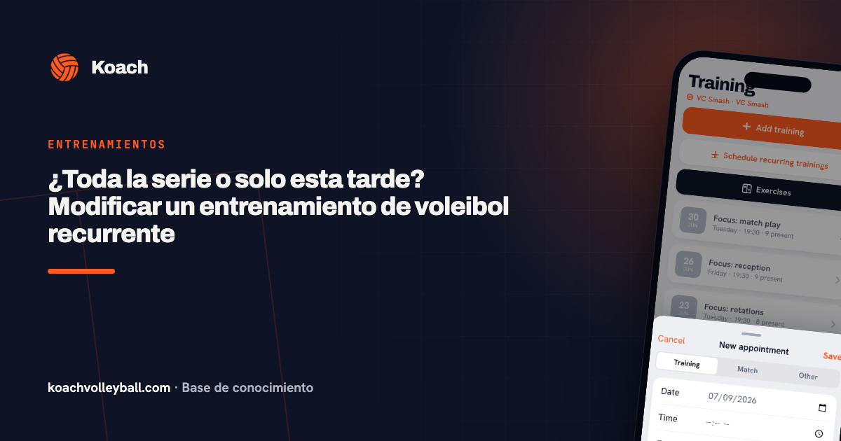 ¿Toda la serie o solo esta tarde? Modificar un entrenamiento de voleibol recurrente