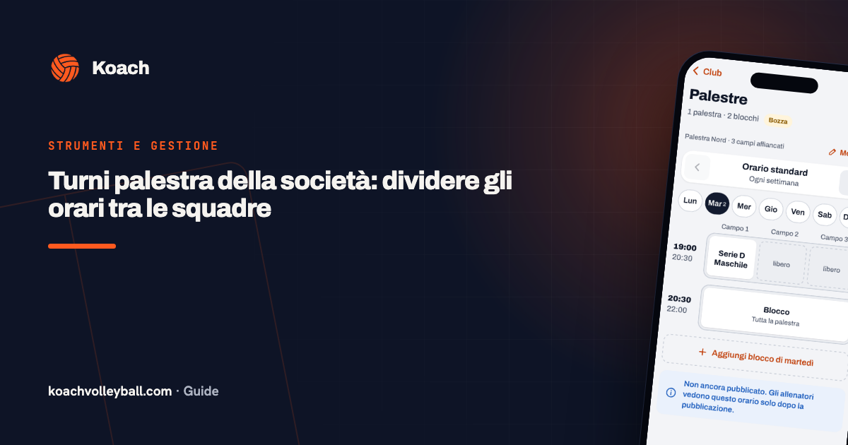 Turni palestra della società: dividere gli orari tra le squadre
