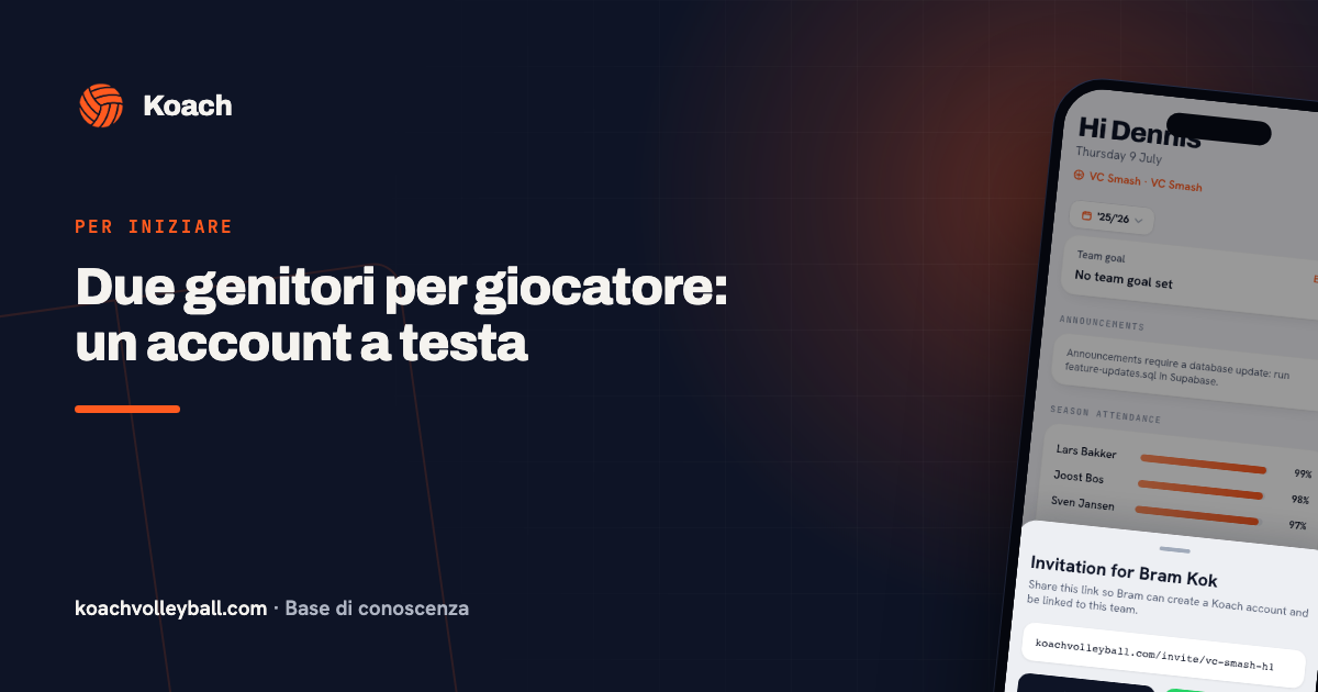 Due genitori per giocatore: un account a testa
