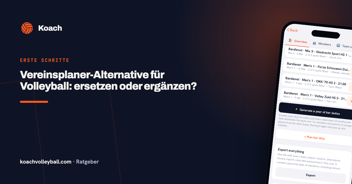 Vereinsplaner-Alternative für Volleyball: ersetzen oder ergänzen?