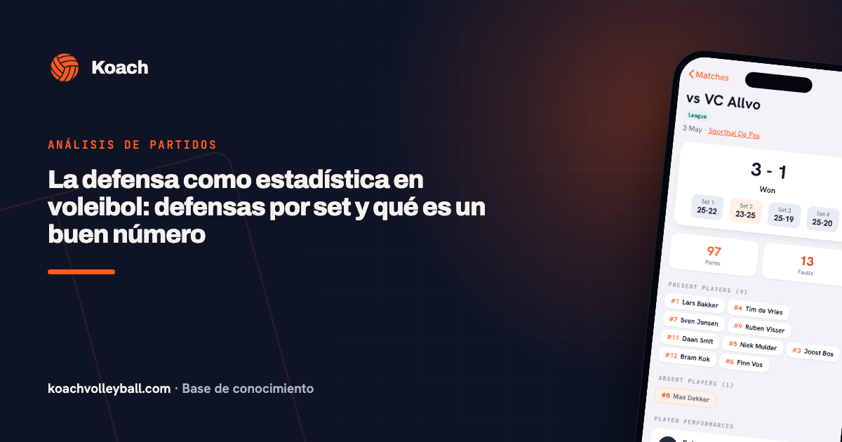 La defensa como estadística en voleibol: defensas por set y qué es un buen número