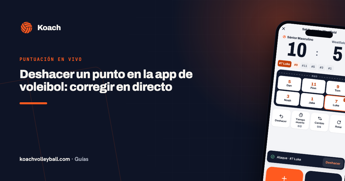 Deshacer un punto en la app de voleibol: corregir en directo