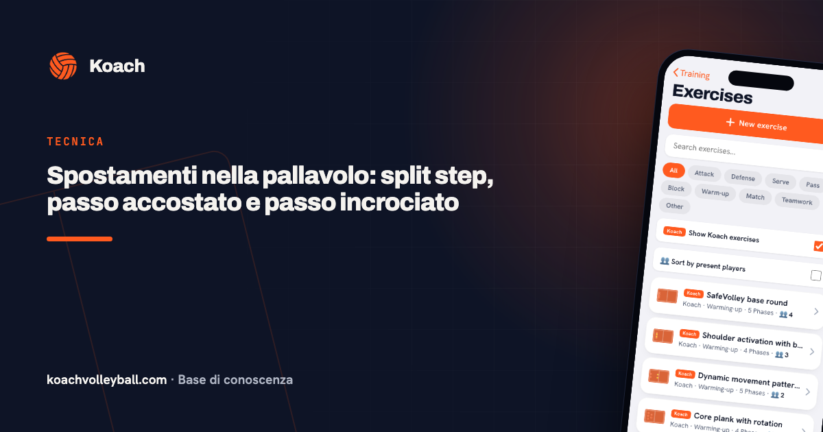 Spostamenti nella pallavolo: split step, passo accostato e passo incrociato