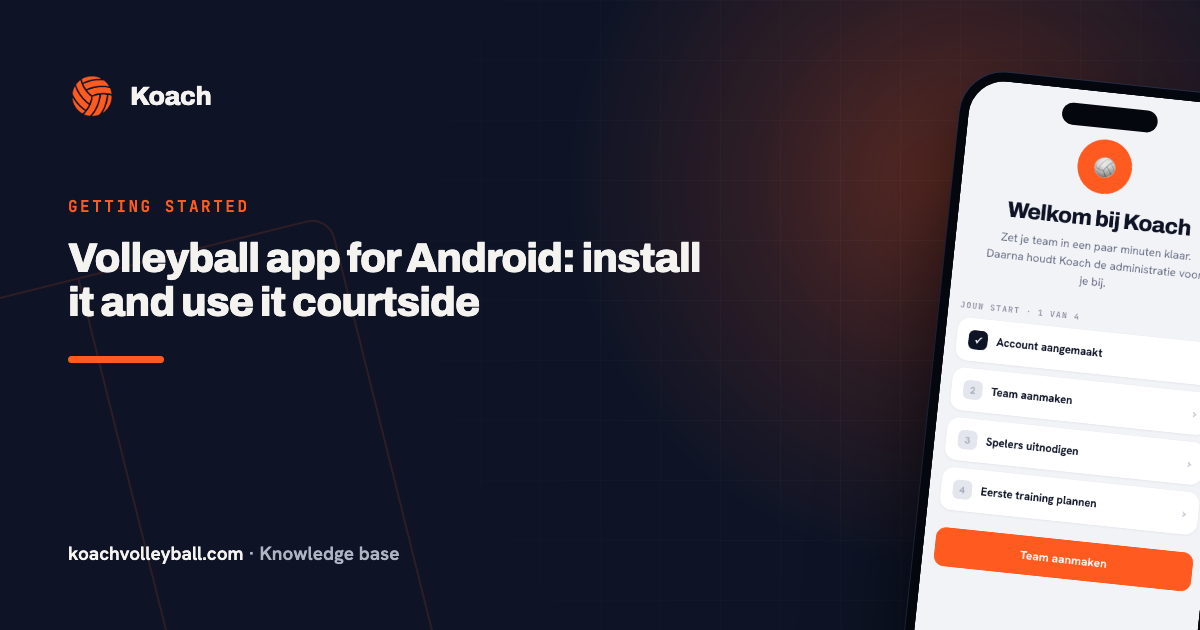 De Koach-app op een Android-telefoon met het welkomstscherm