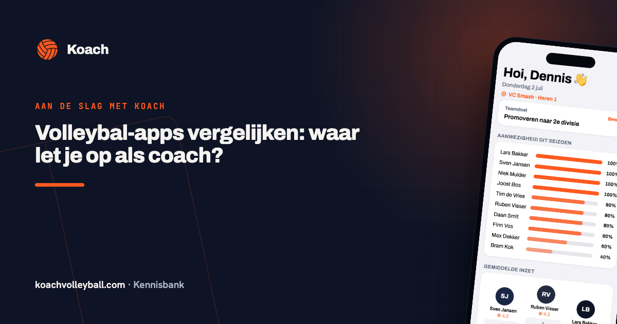 Het Koach-dashboard als voorbeeld bij het vergelijken van volleybal-apps