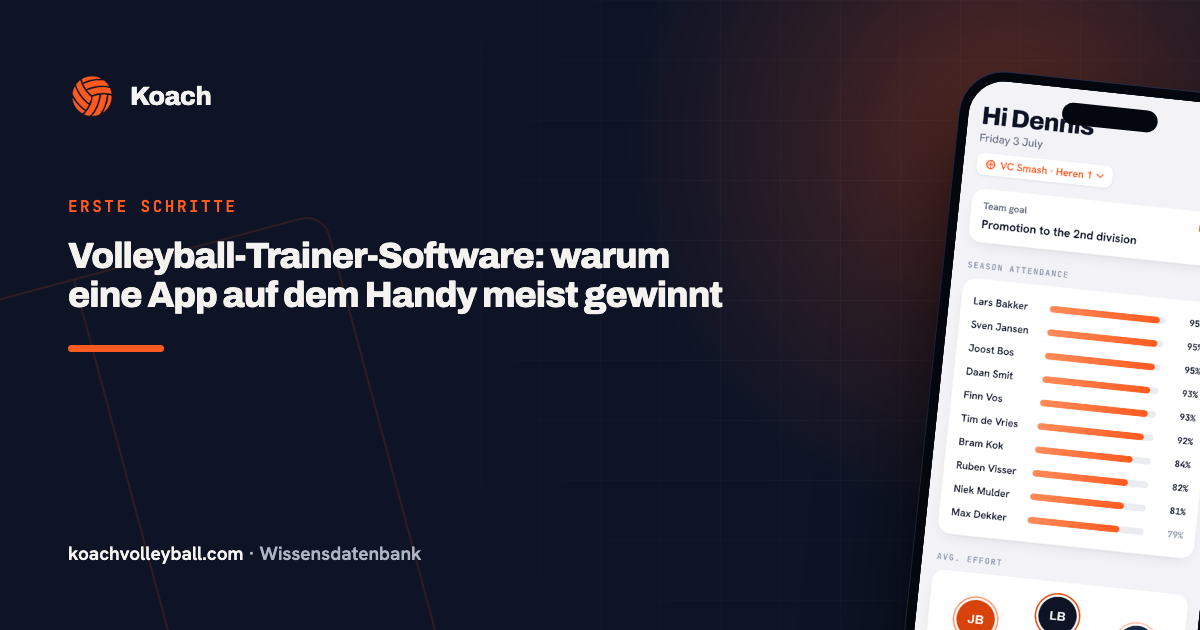 Koach op zowel telefoon als web als volleybal coach-software