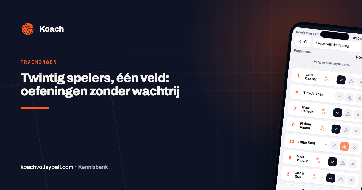 Aanwezigheidslijst van een training in de Koach-app met de aangemelde spelers