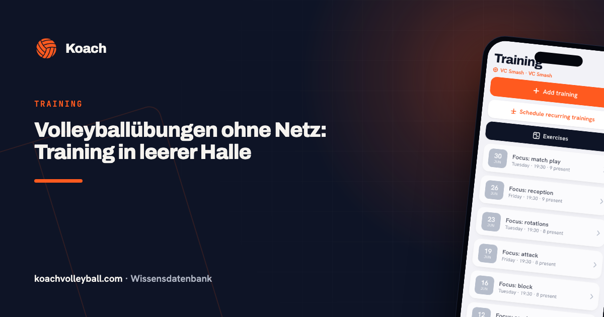 Volleyballübungen ohne Netz: Training in leerer Halle
