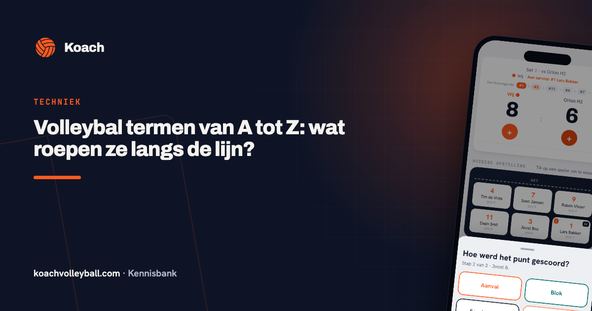 Punttype-scherm bij het live scoren met de keuze tussen aanval, blok en service