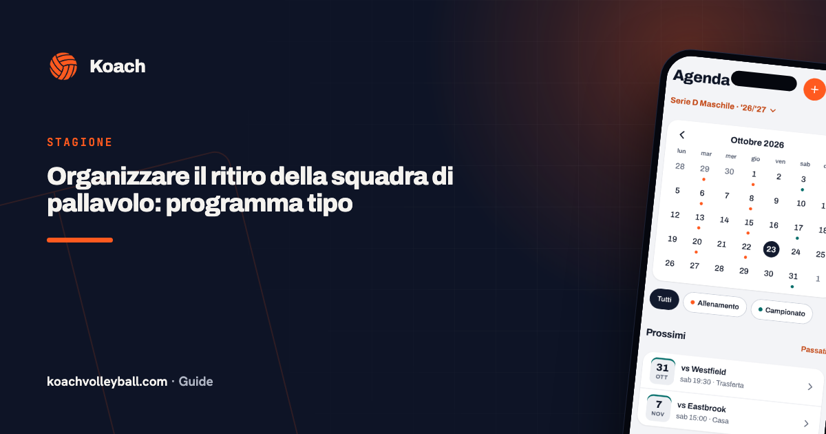 Organizzare il ritiro della squadra di pallavolo: programma tipo