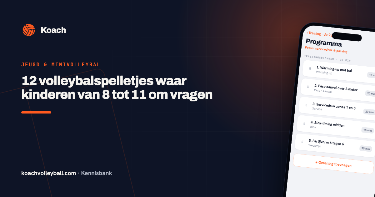 Trainingsblokken in de Koach-app met de opbouw van een sessie in onderdelen