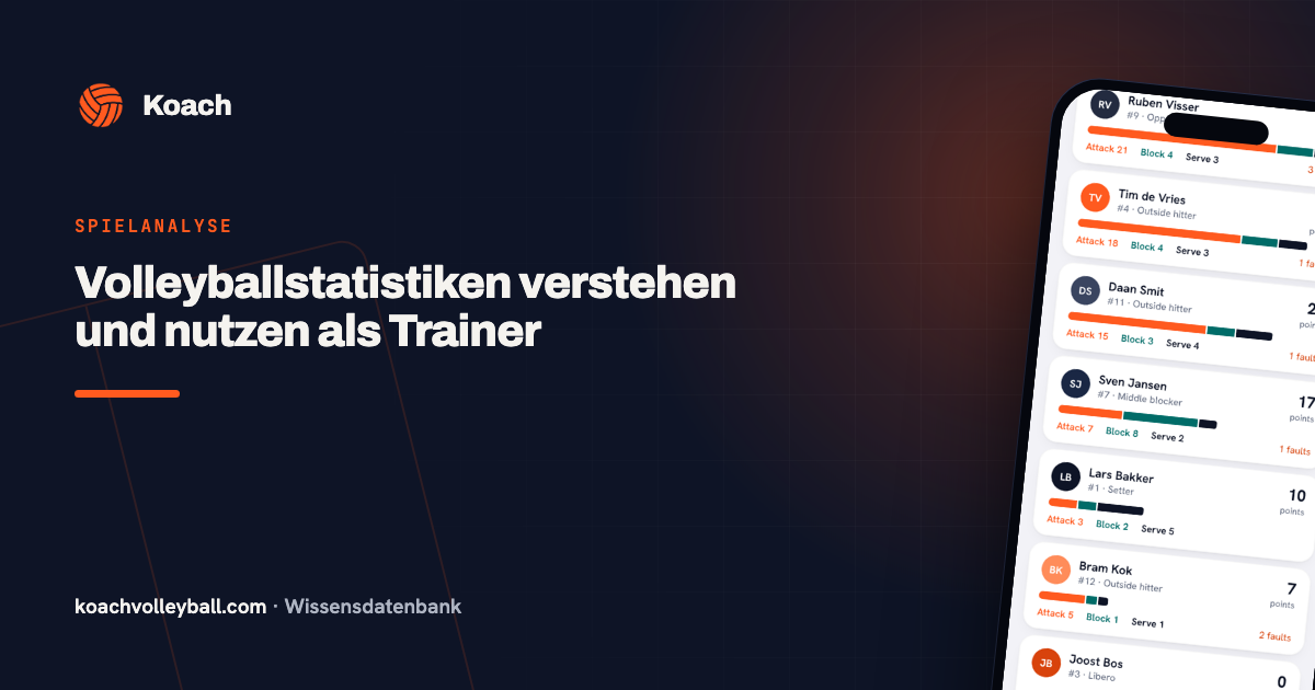 Wedstrijdstatistieken per speler in de Koach-app