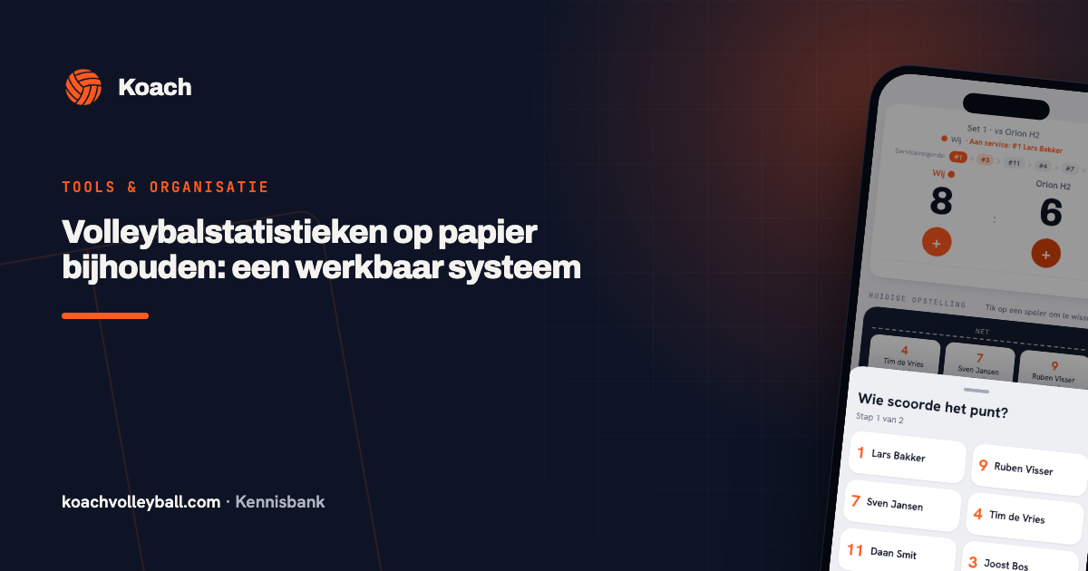 Puntregistratie in de Koach-app waarin per punt wordt vastgelegd wie scoorde en hoe
