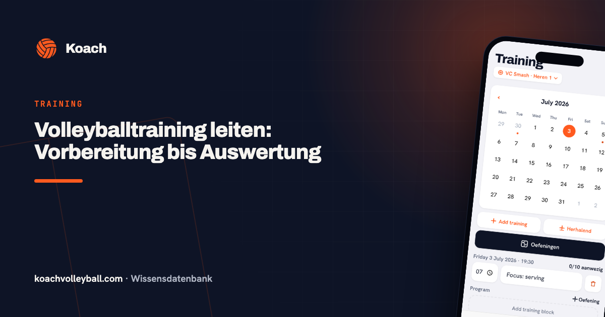 Trainingsoverzicht in de Koach-app met programma en aanwezigheid