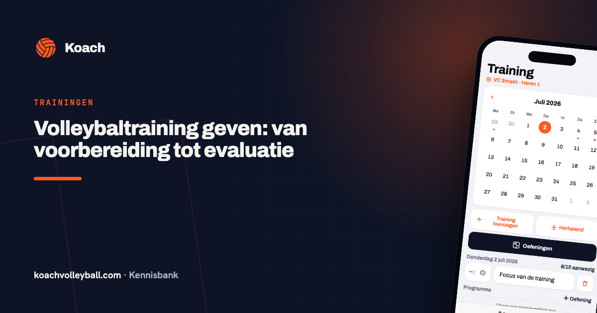Trainingsoverzicht in de Koach-app met programma en aanwezigheid